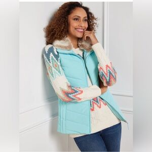 Talbots NWT Faux Fur‎ Collar Down Puffer Vest